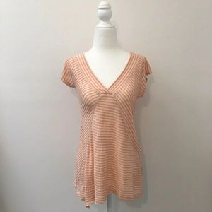 Anthropologie Pink & Beige Striped Top